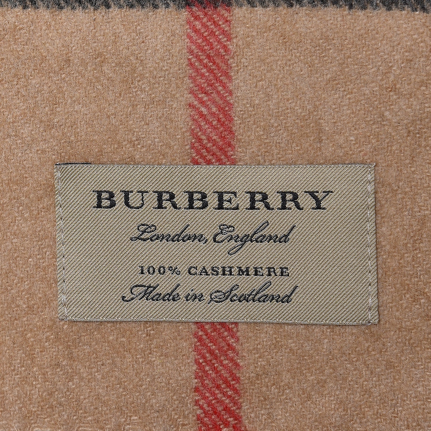 Burberry Cashmere Giant Check Fringe Scarf Camel 4 of 4