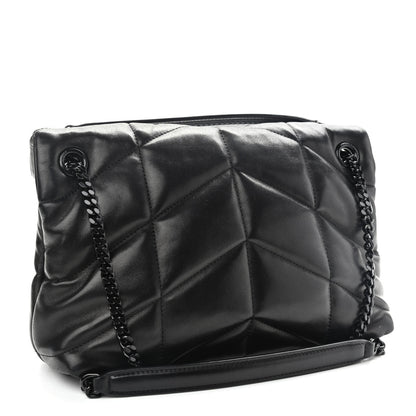 Saint Laurent Lambskin Quilted Small Loulou Puffer Monogram Chain Satchel Black 3 of 9