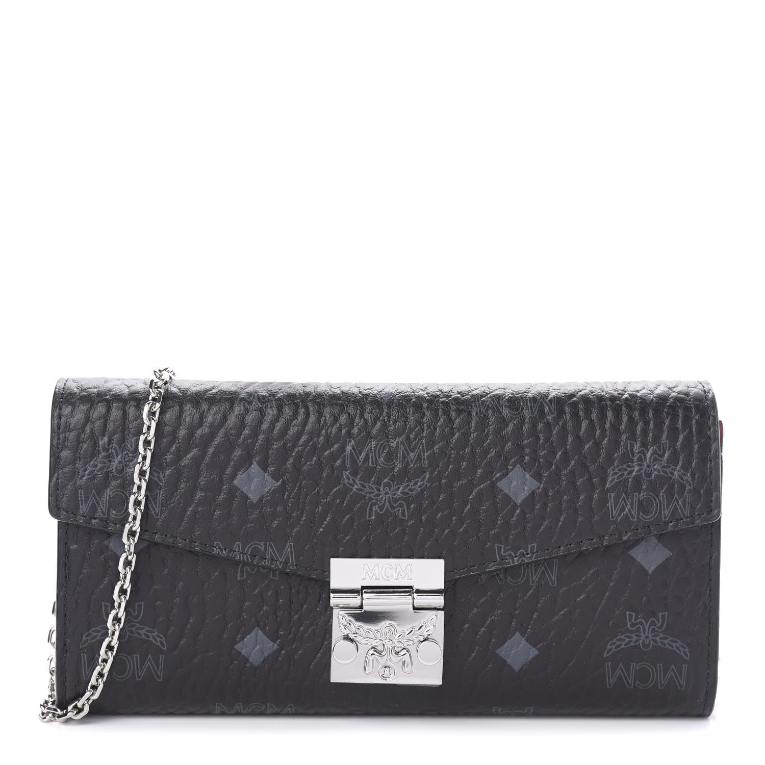 MCM Visetos Large Patricia Wallet On Chain Black Red 1 of 11