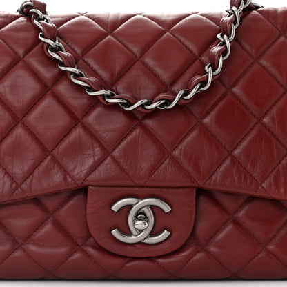 Chanel Lambskin Quilted Jumbo Single Flap Dark Red 8 of 10