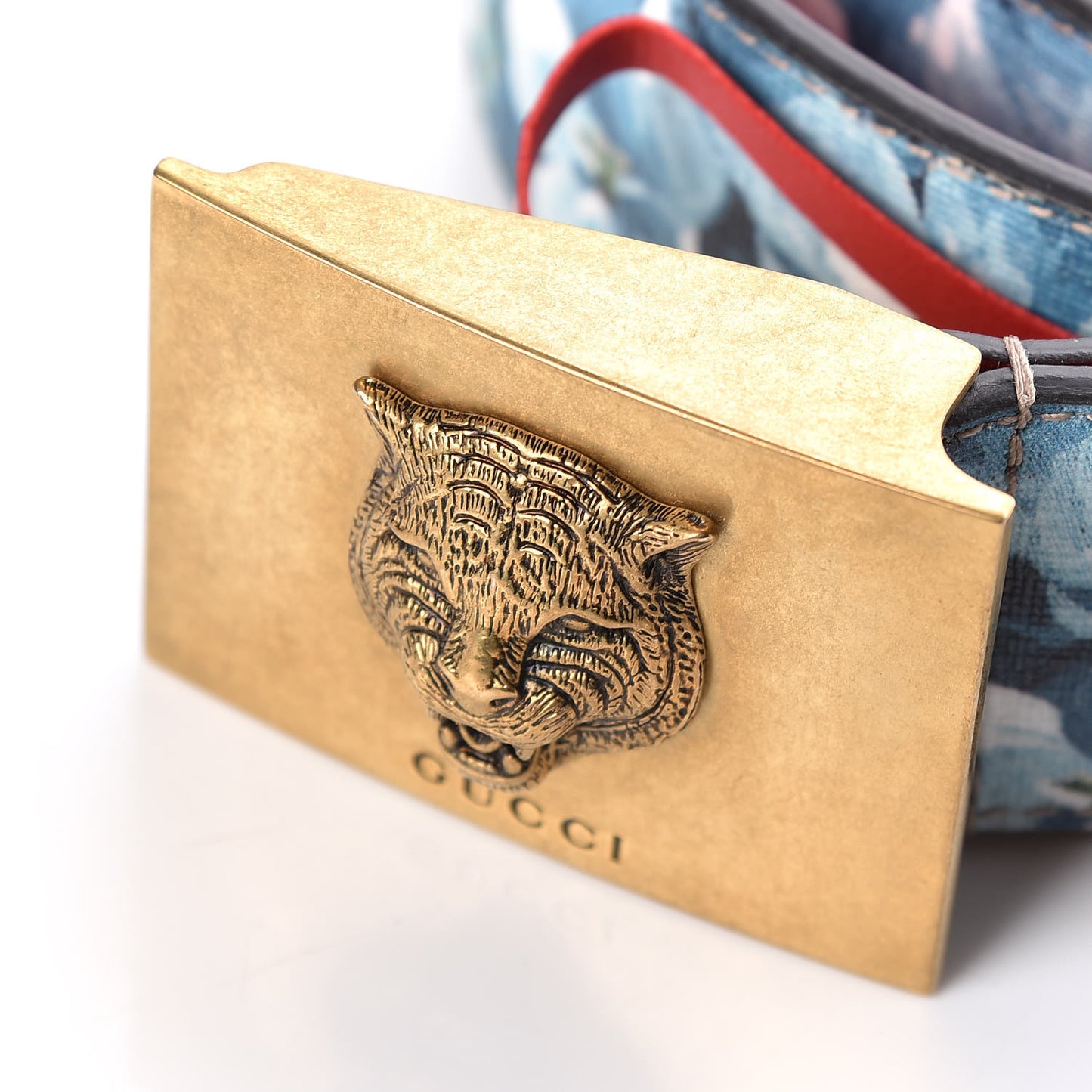 GG Plus Monogram Blooms Plaque Belt 85 34 Blue