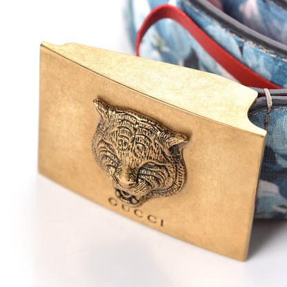 Gucci GG Plus Monogram Blooms Plaque Belt 85 34 Blue 5 of 8