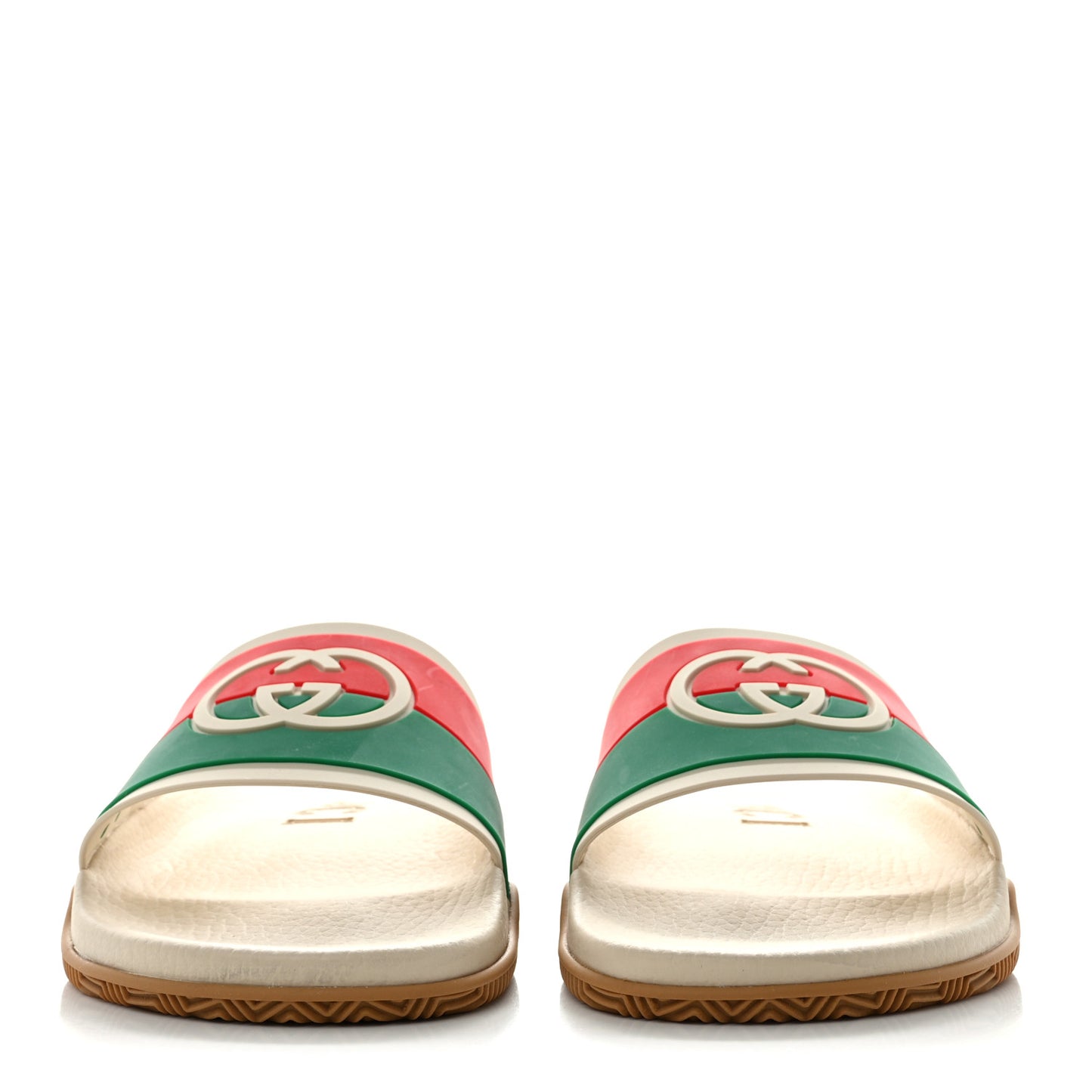 Rubber Web Womens Interlocking G Slide Sandals 39 Mystic White Green Red