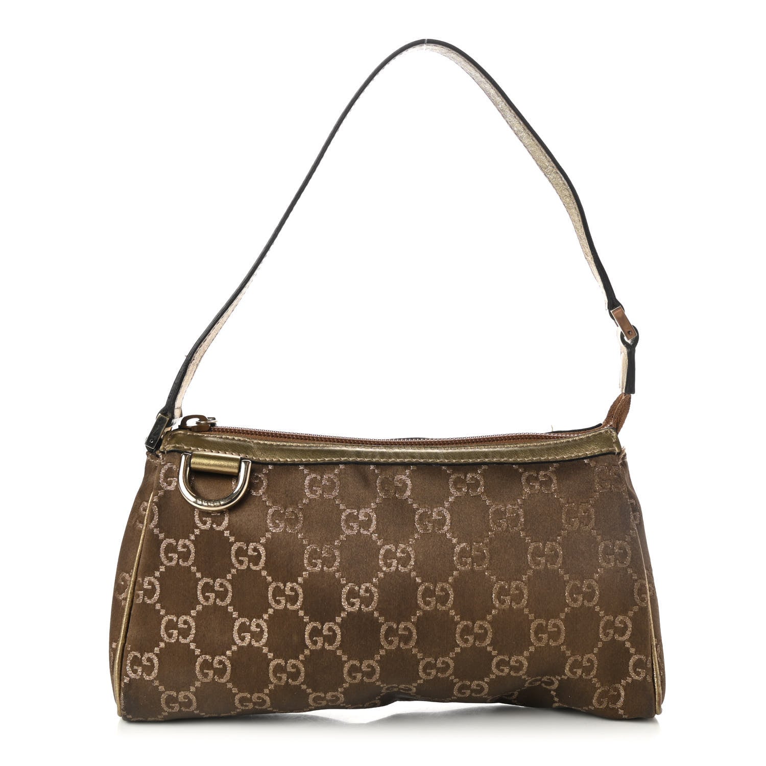Gucci Satin Monogram D Ring Cosmetic Case Metallic Bronze 1 of 12