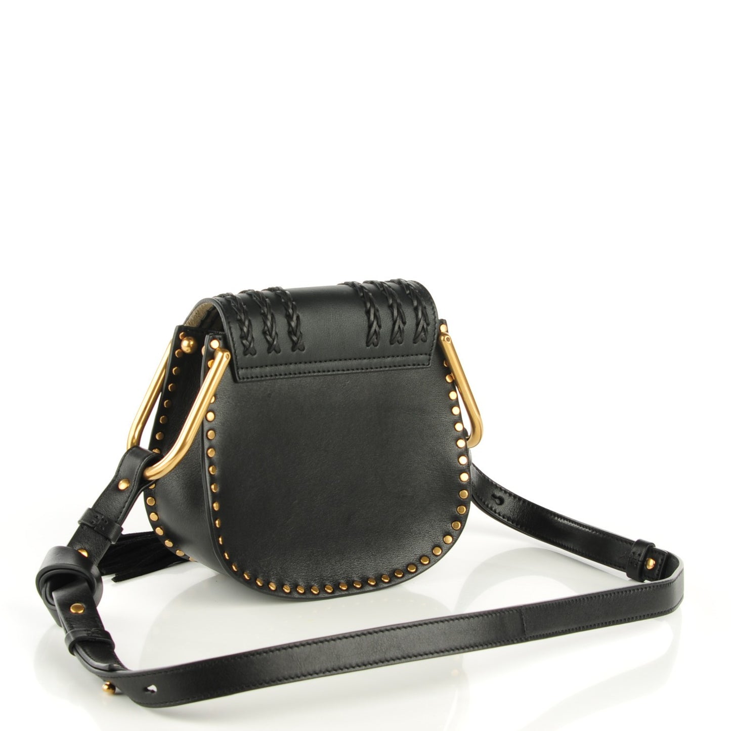 Calfskin Braided Mini Hudson Shoulder Bag Black