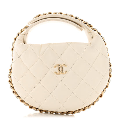 Chanel Lambskin Quilted Chain Around Pouch Hobo White 1 of 13