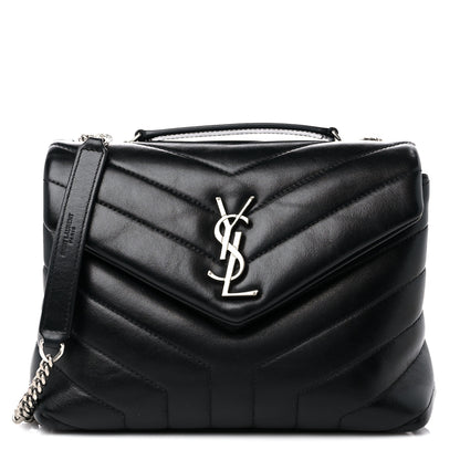 Saint Laurent Calfskin Y Quilted Monogram Small Loulou Chain Satchel Black 1 of 10