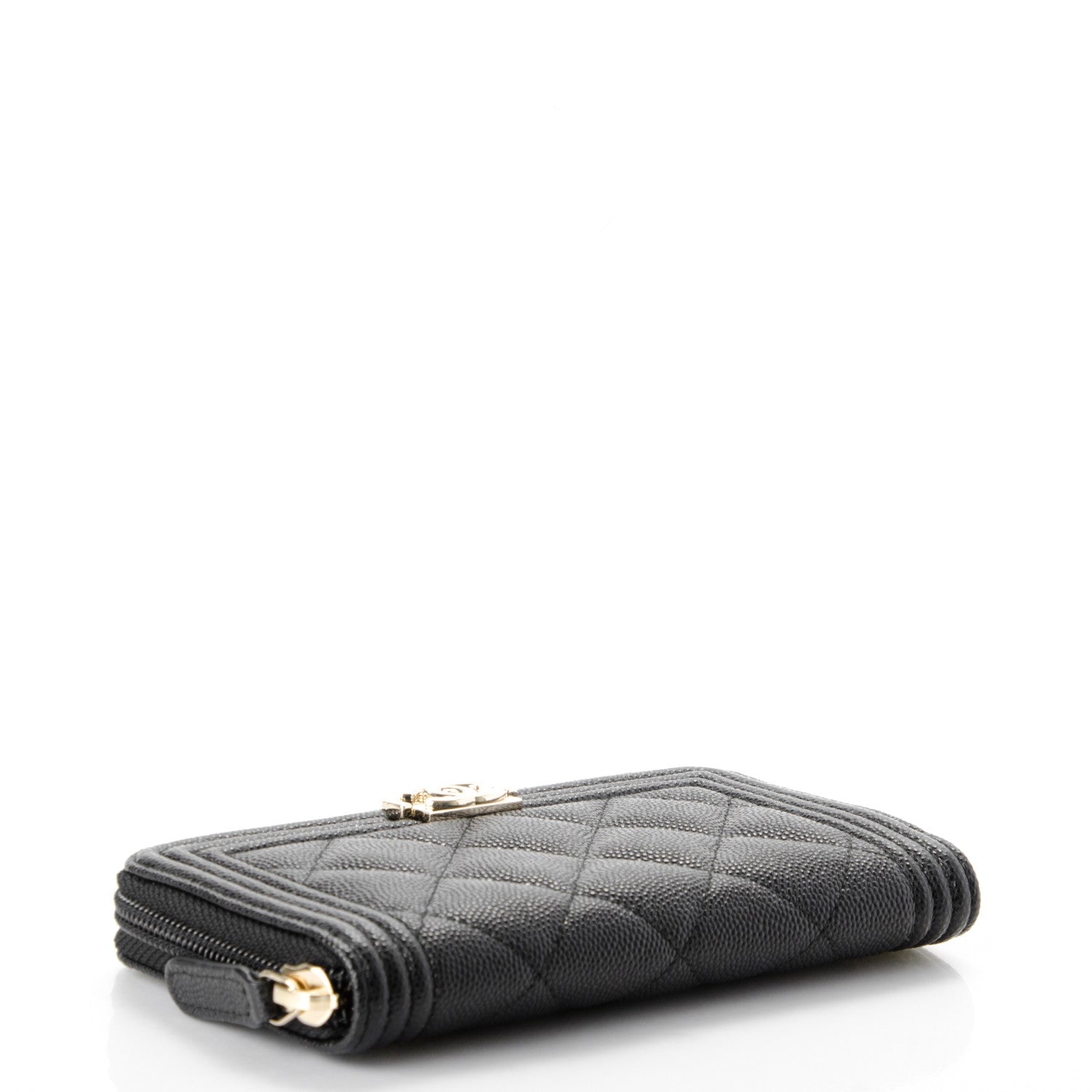 Chanel Caviar Quilted Boy Small Zip Around Wallet Black 4 of 8