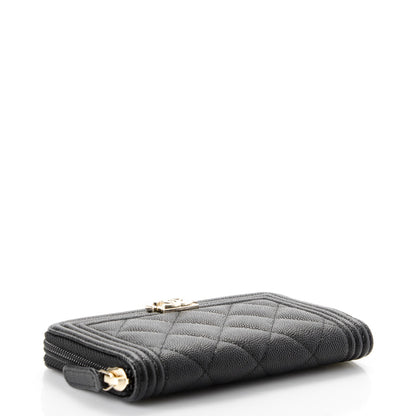 Chanel Caviar Quilted Boy Small Zip Around Wallet Black 4 of 8