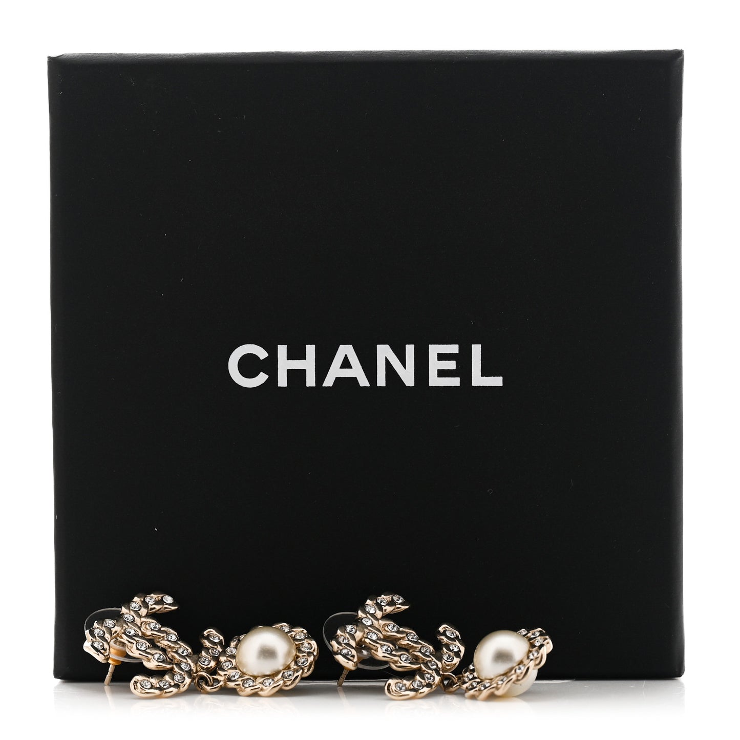 Crystal Pearl Pearls Coronation CC Drop Clip On Earrings Gold