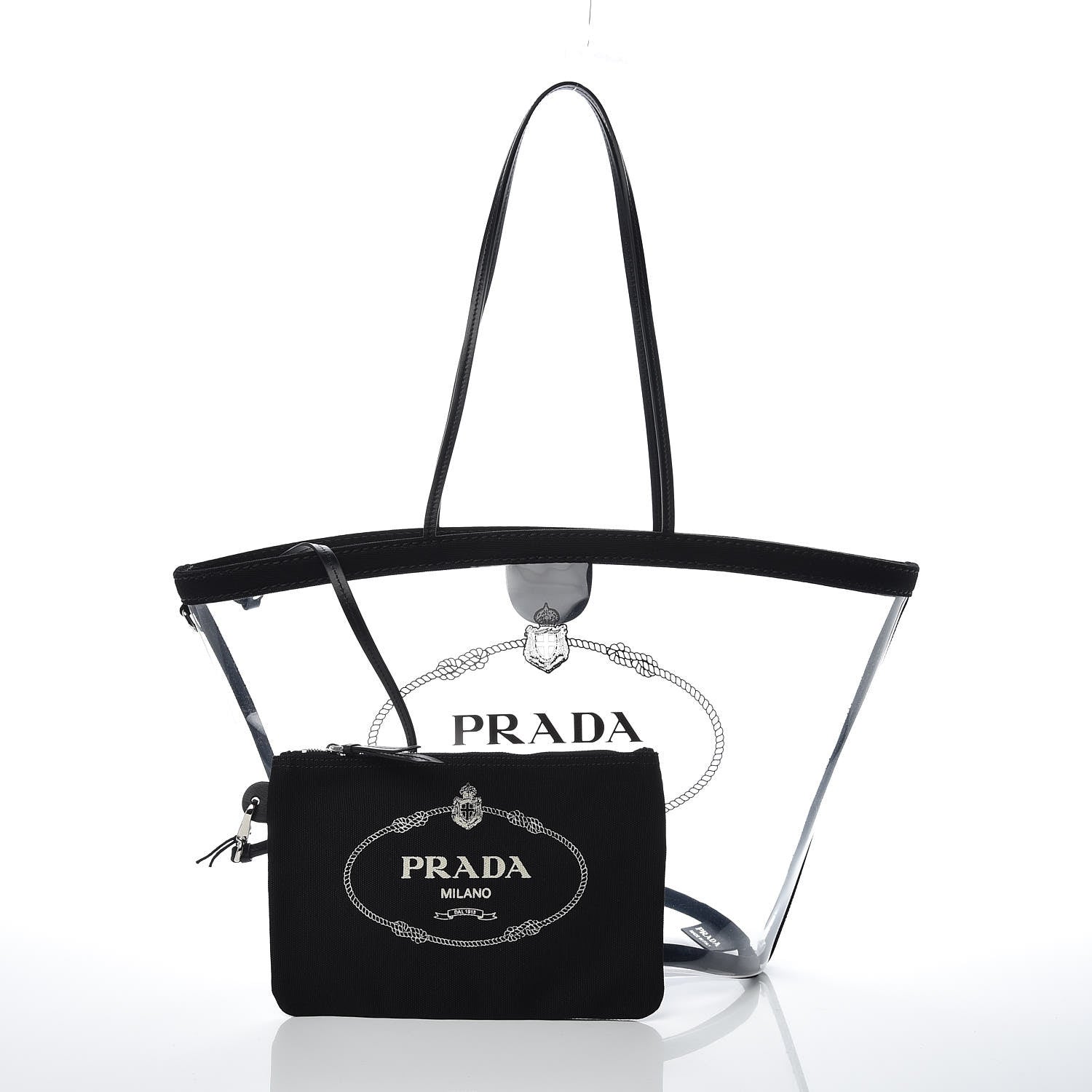 Prada Plexiglass Canapa Shopper Tote Black 3 of 8