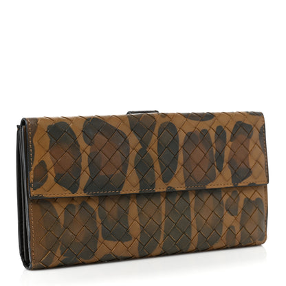 Bottega Veneta Nappa Intrecciato Leopard Print Continental Wallet Brown 3 of 13