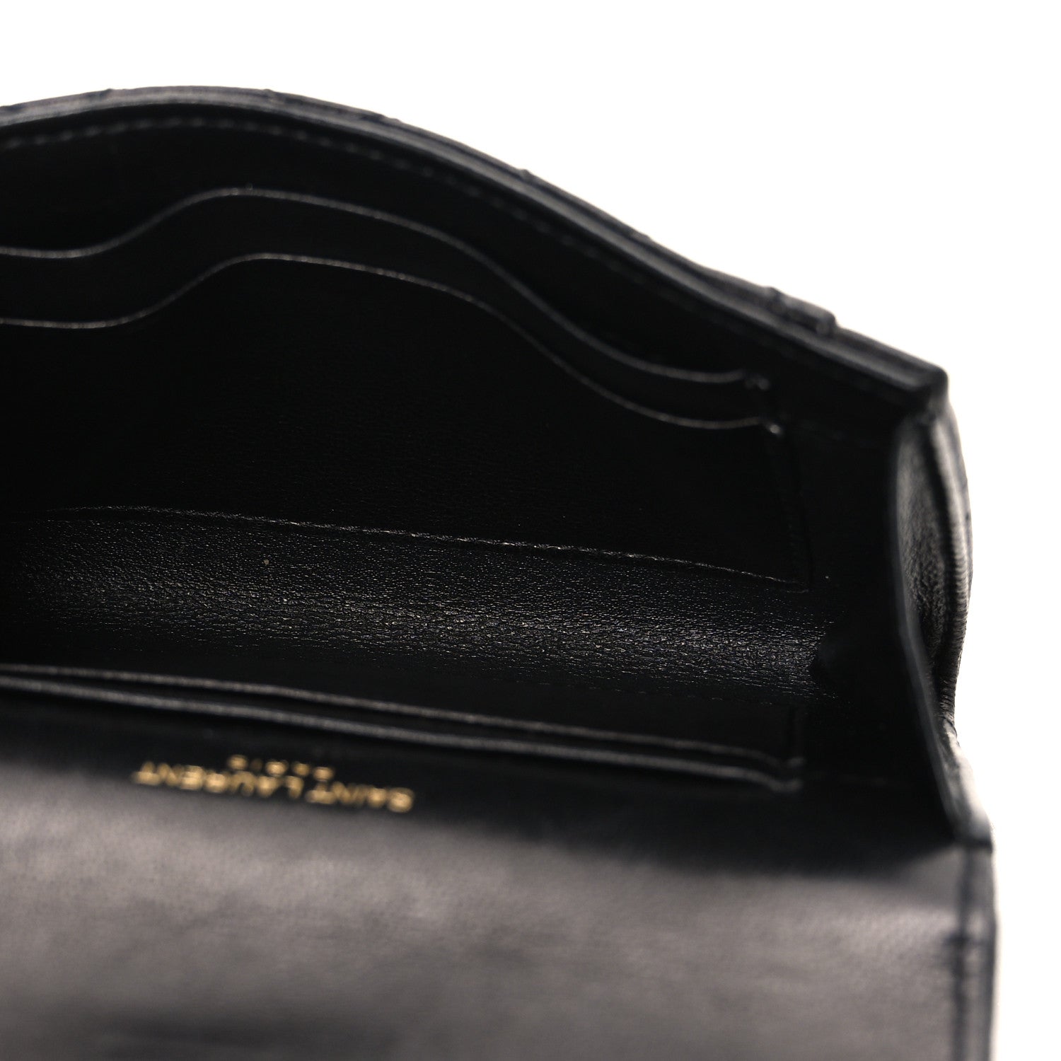 Saint Laurent Lambskin Quilted Monogram Gaby Small Envelope Wallet Black 5 of 7