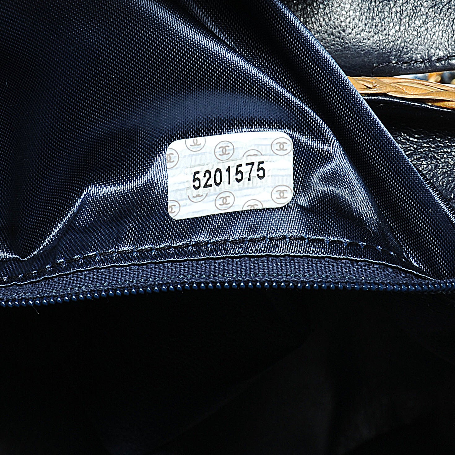 Chanel Straw Bag Denim CC 5 of 8