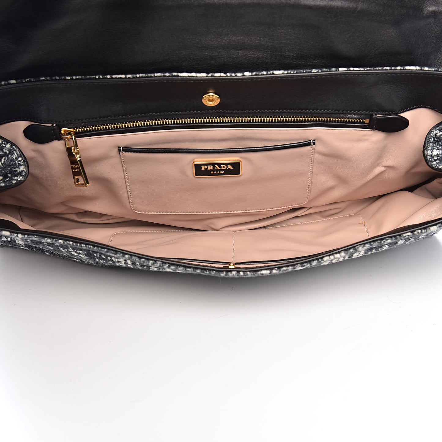 Tweed Clutch Black White