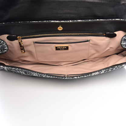 Prada Tweed Clutch Black White 5 of 9