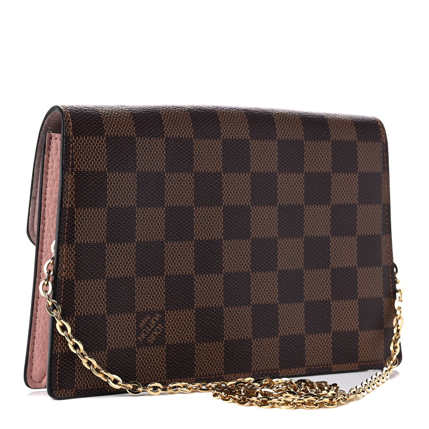 Louis Vuitton Damier Ebene Croisette Chain Wallet Magnolia 2 of 16