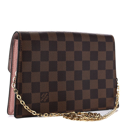 Louis Vuitton Damier Ebene Croisette Chain Wallet Magnolia 2 of 16