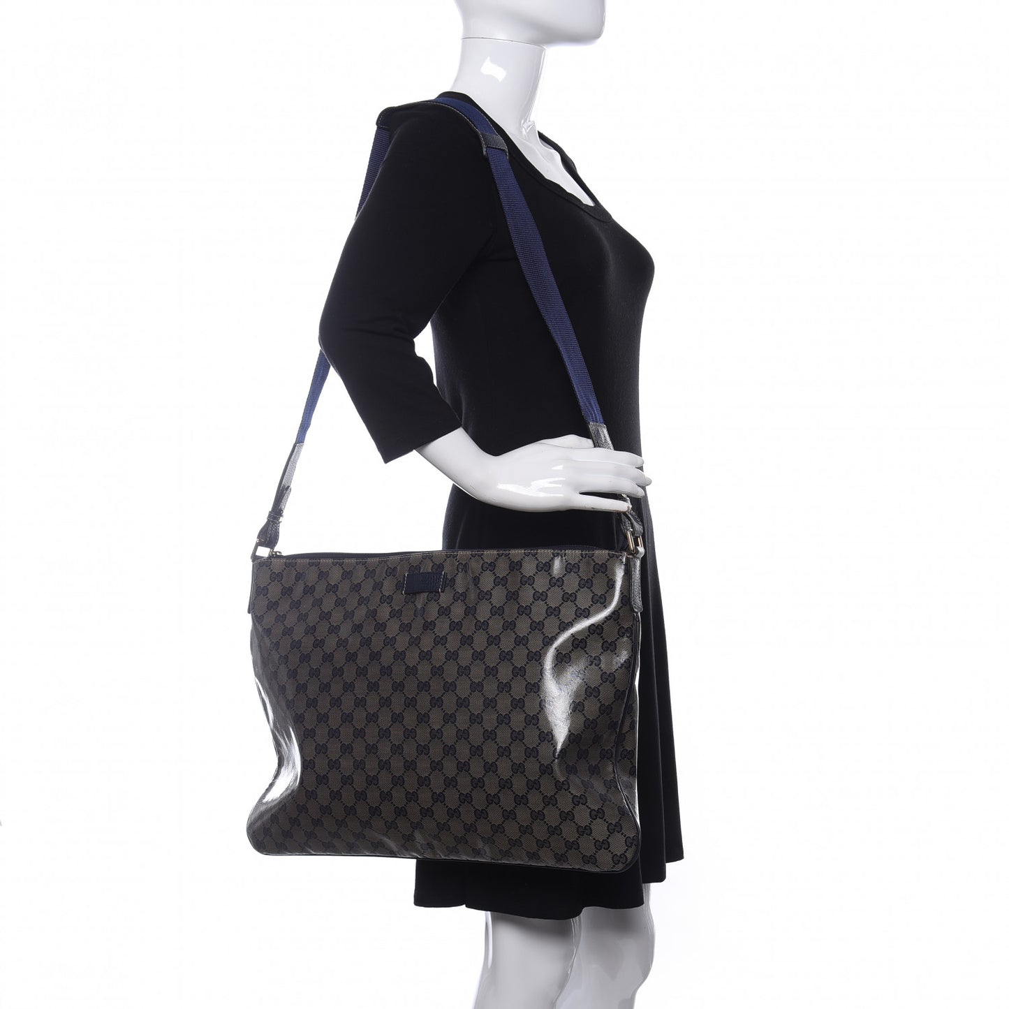 Crystal Monogram Messenger Bag Navy