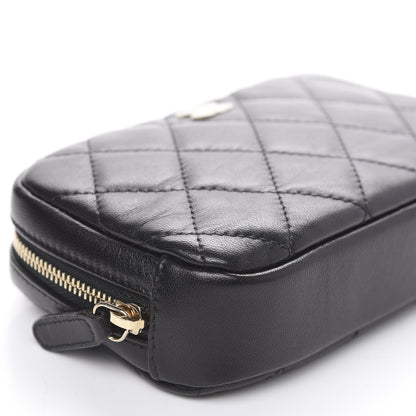 Chanel Lambskin Quilted Small Curvy Pouch Cosmetic Case Black 7 of 9