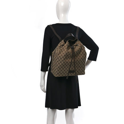 Gucci Monogram Dollar Calfskin O Drawstring Backpack Beige Ebony Testa di Moro Dark Chocolate 2 of 9