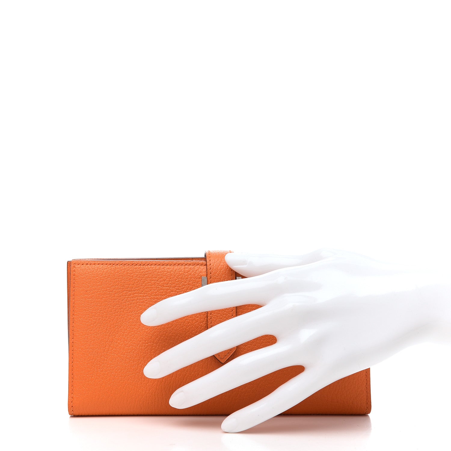 Hermes Chevre Mysore Bearn Gusset Wallet Orange 2 of 8