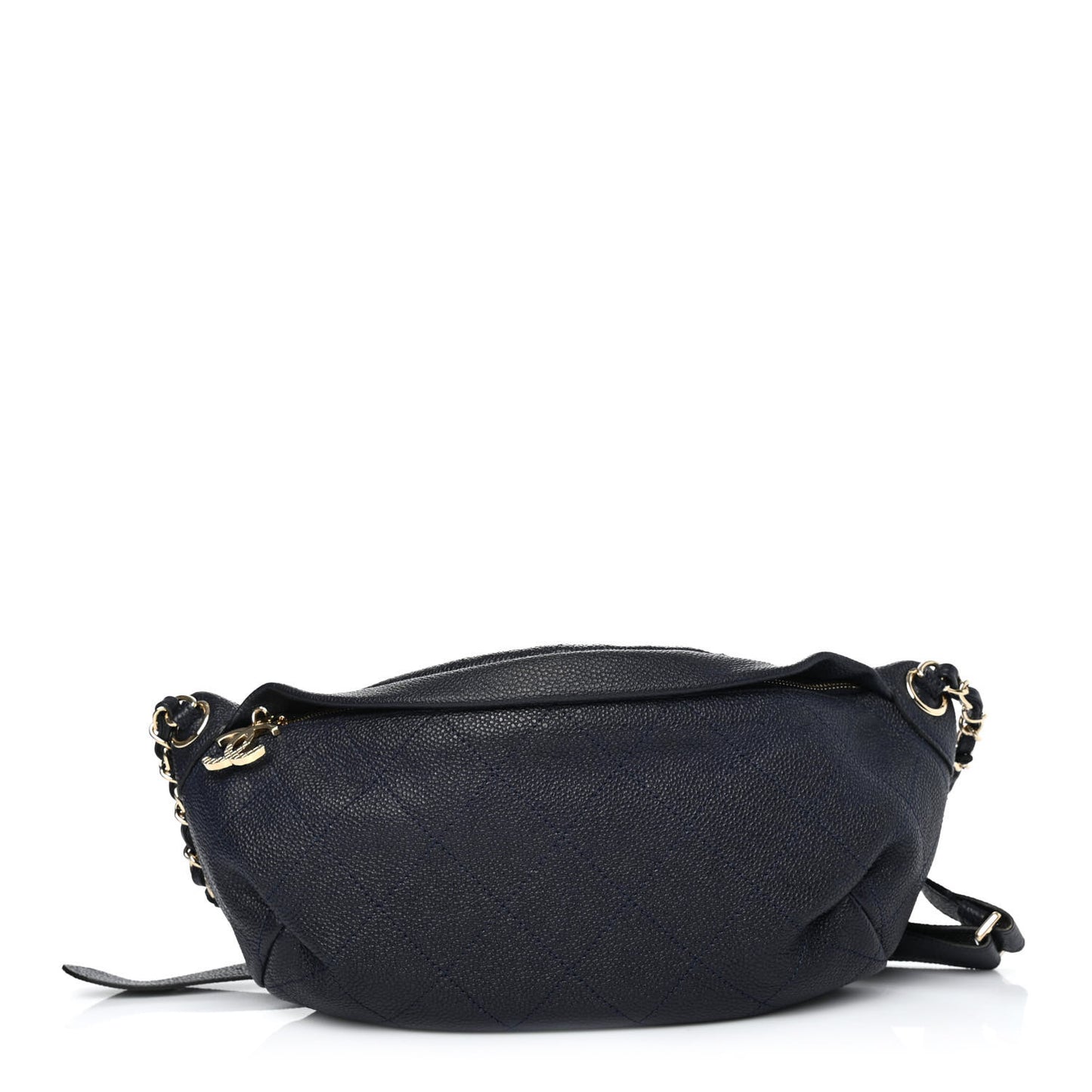 Caviar Stitched Banane Waist Bag Fanny Pack Navy