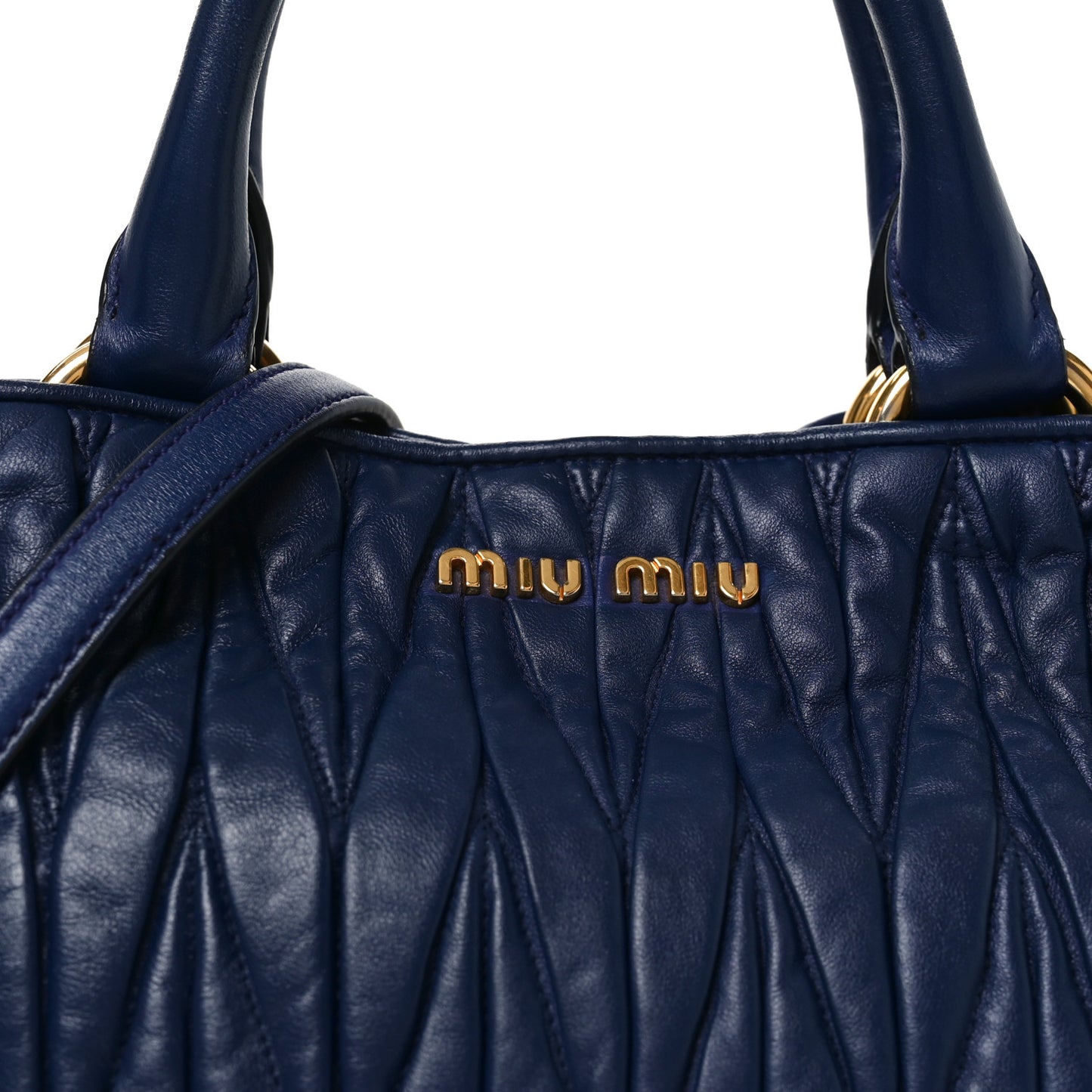 Nappa Matelasse Bauletto Top Handle Bowler Blue