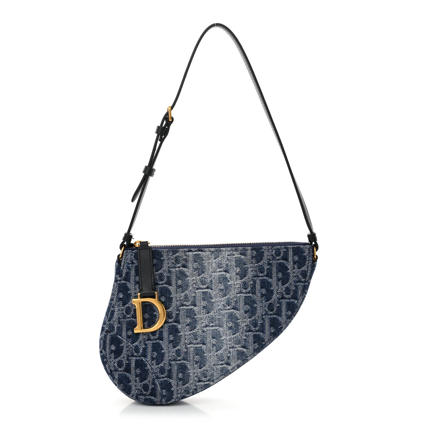 Christian Dior Denim Oblique Jacquard Saddle Rodeo Pouch Blue 1 of 11