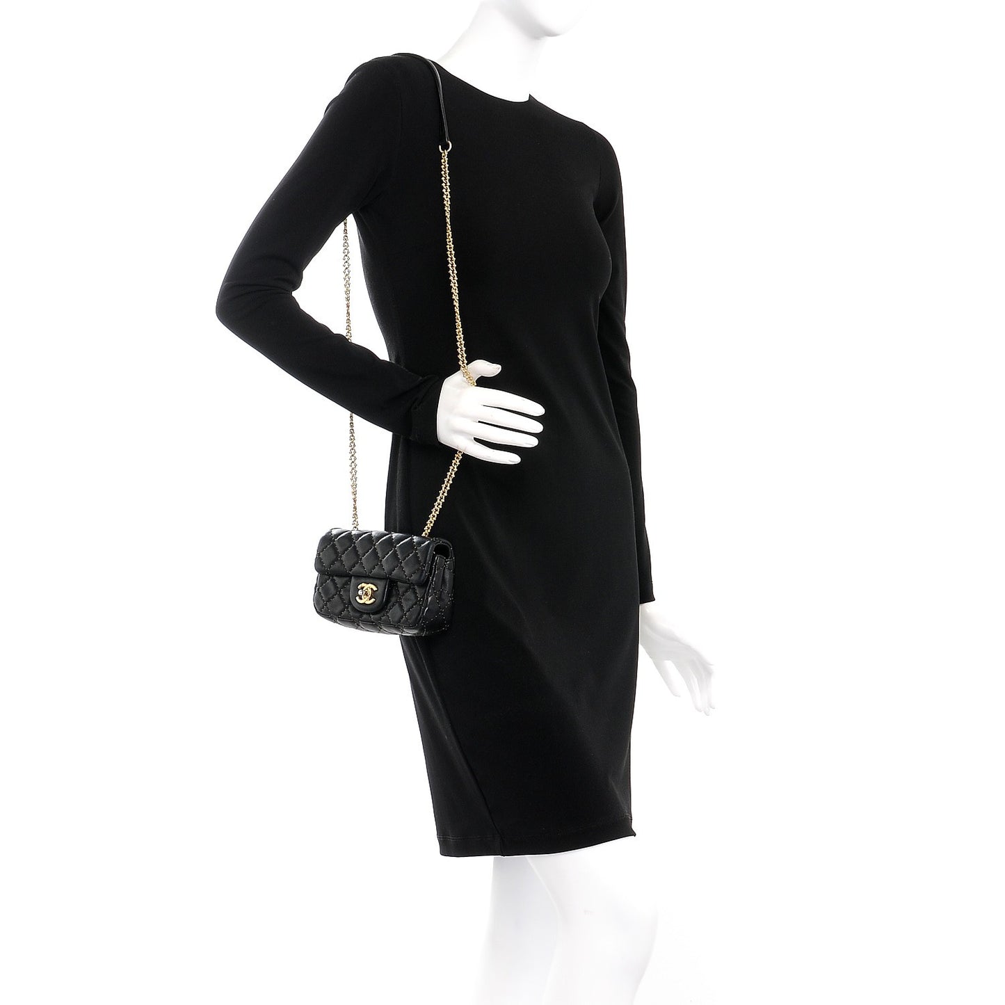 Lambskin Quilted Extra Mini Studded Flap Black