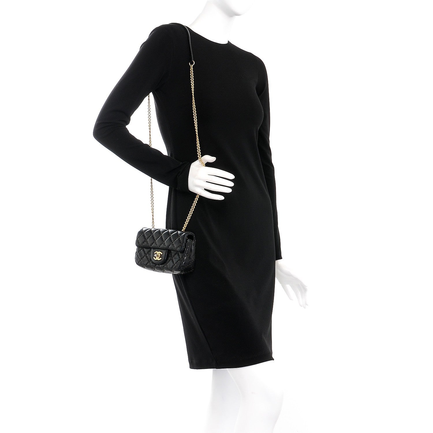 Chanel Lambskin Quilted Extra Mini Studded Flap Black 2 of 8