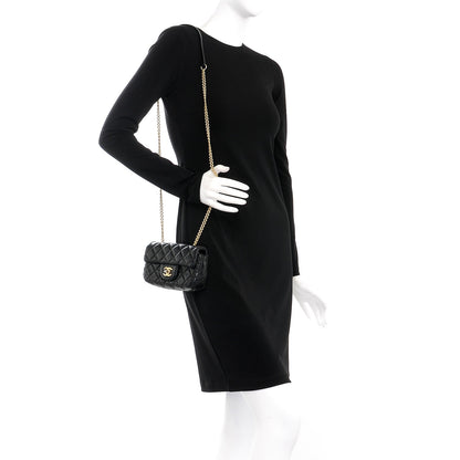 Chanel Lambskin Quilted Extra Mini Studded Flap Black 2 of 8