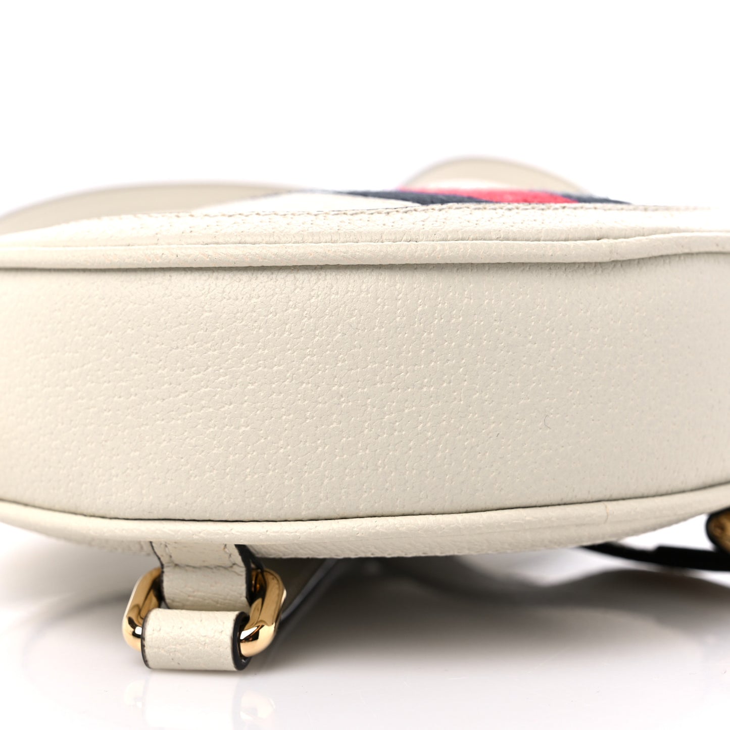 Textured Calfskin Web Mini Ophidia Round Backpack Mystic White