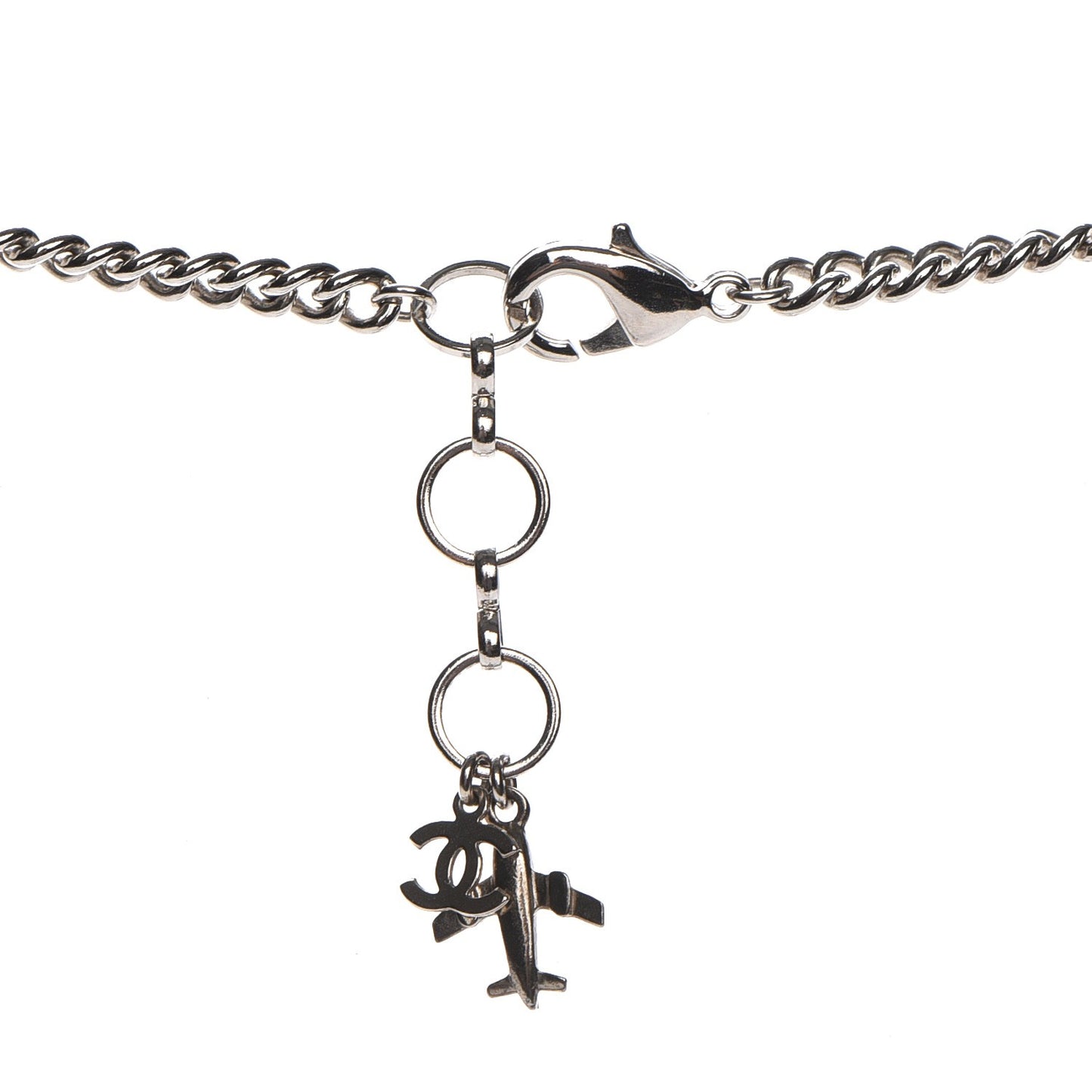 Resin Striped Airplane Necklace Black White Red