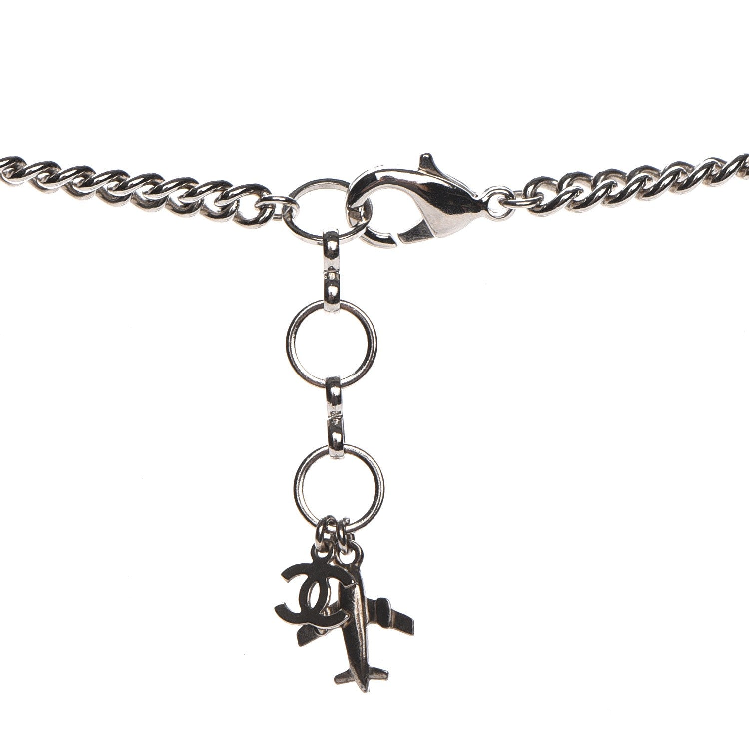 Chanel Resin Striped Airplane Necklace Black White Red 4 of 6