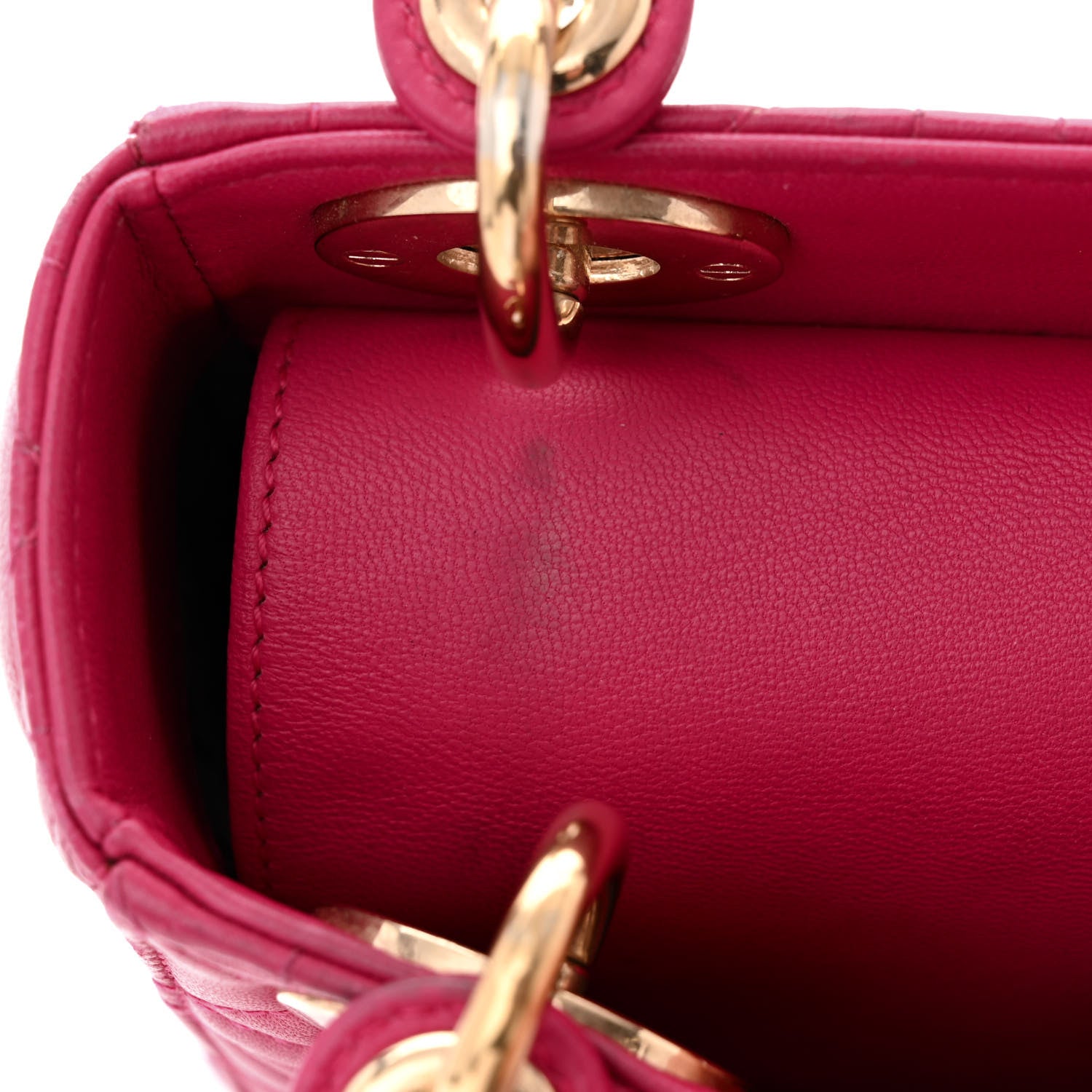 Christian Dior Lambskin Cannage Mini Lady Dior Fuchsia 12 of 15