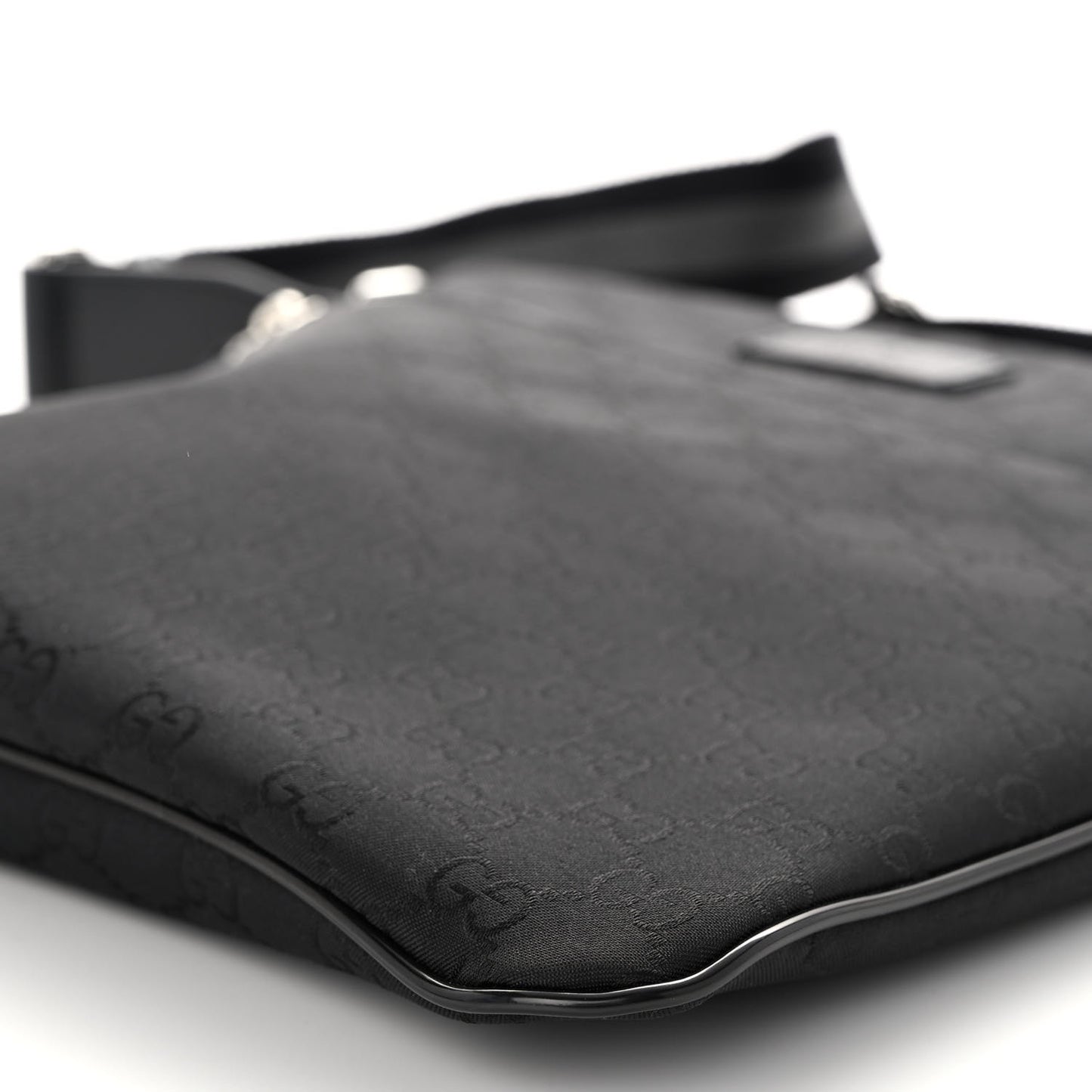 Nylon Monogram Medium Flat Messenger Bag Black