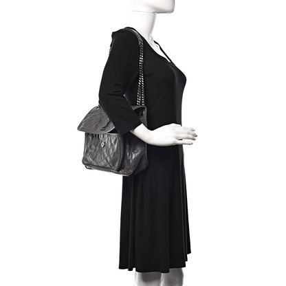 Saint Laurent Crinkled Calfskin Matelasse Monogram Medium Niki Chain Satchel Fog 1 of 10