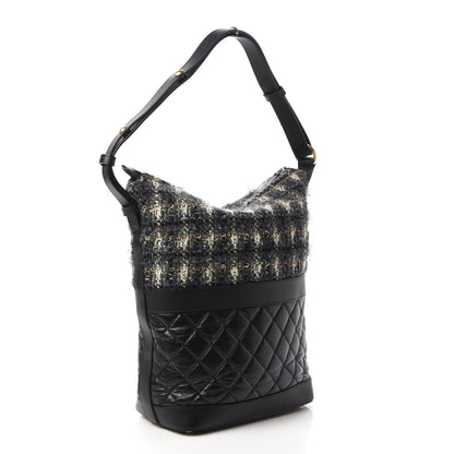 Chanel Tweed Aged Calfskin Quilted Casual Style Hobo Black 3 of 10
