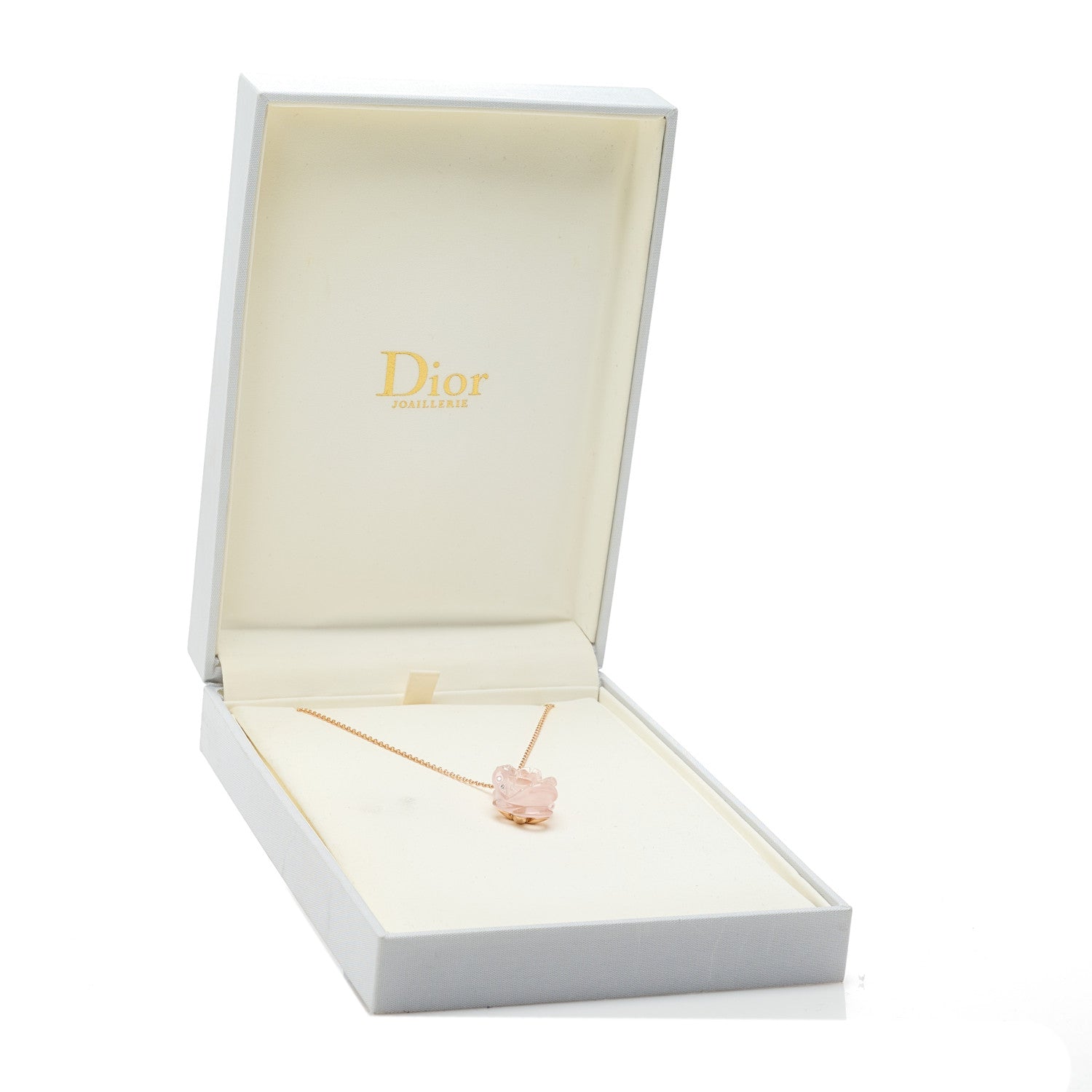 Christian Dior 18K Rose Gold Diamond Rose Quartz Pre Catelan Pendant Necklace 6 of 6