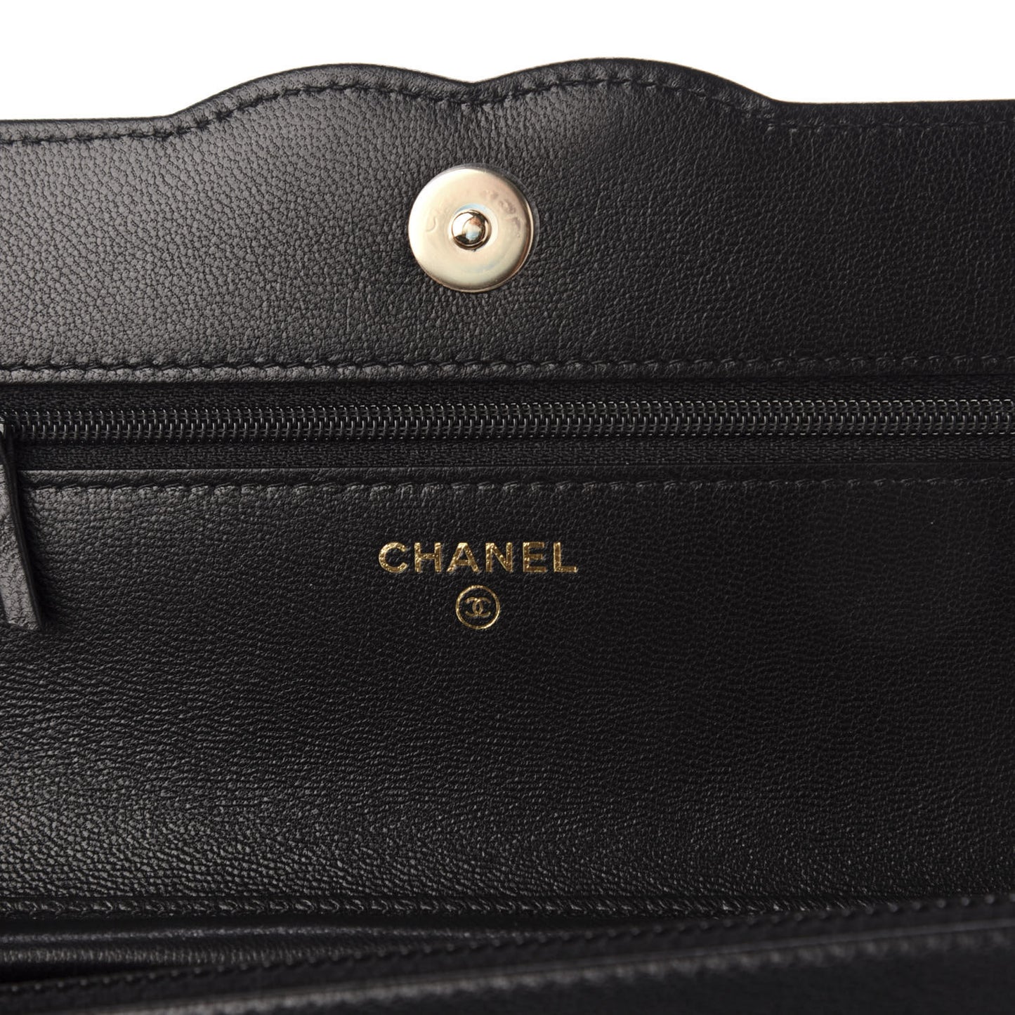 Goatskin Quilted Timeless CC Wallet On Chain WOC Black