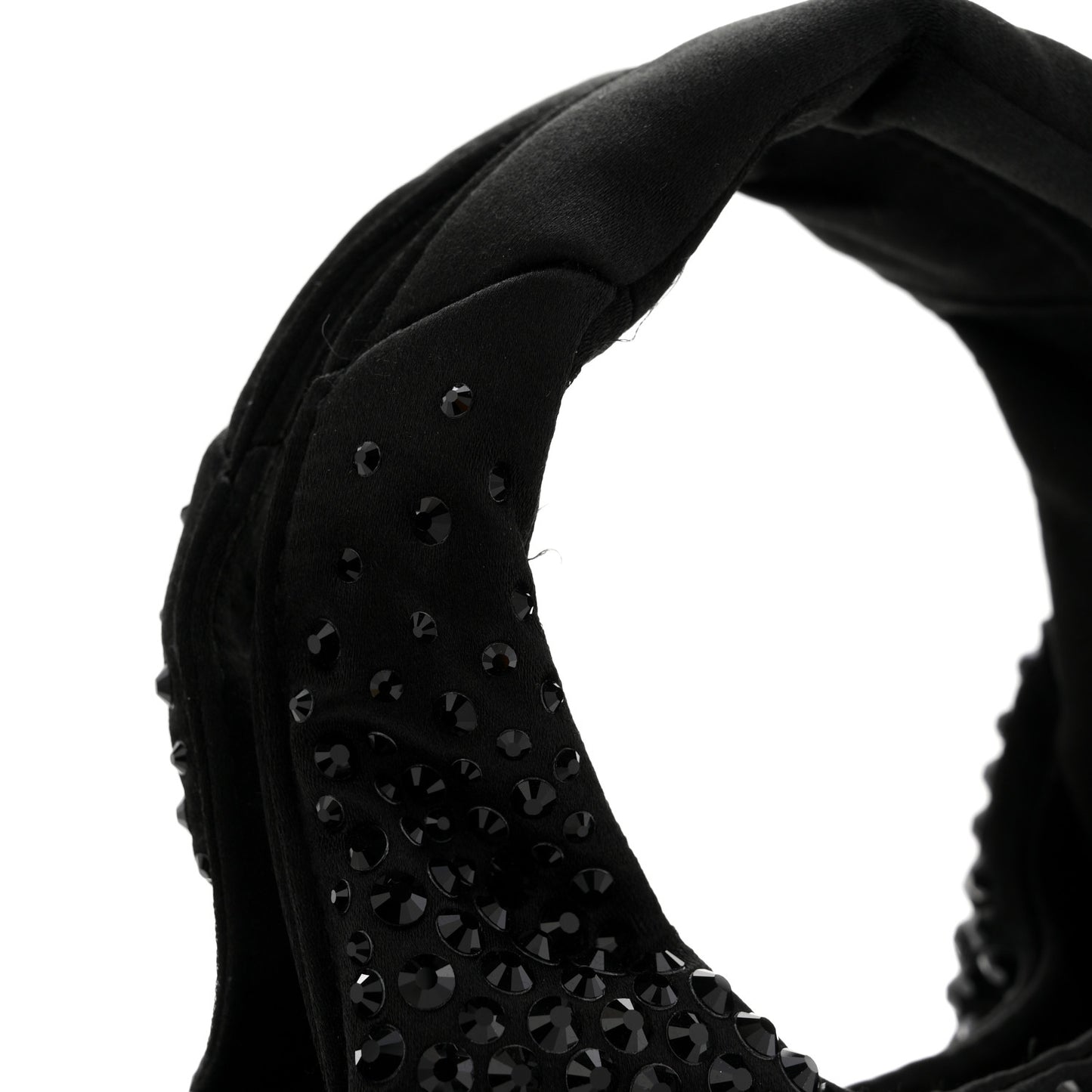 Satin Crystal Soft Padded Small Double Handled Shoulder Bag Black