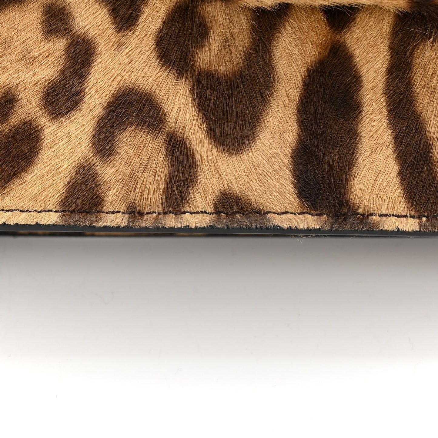 Calf Hair Leopard Print VSling Chain Wallet