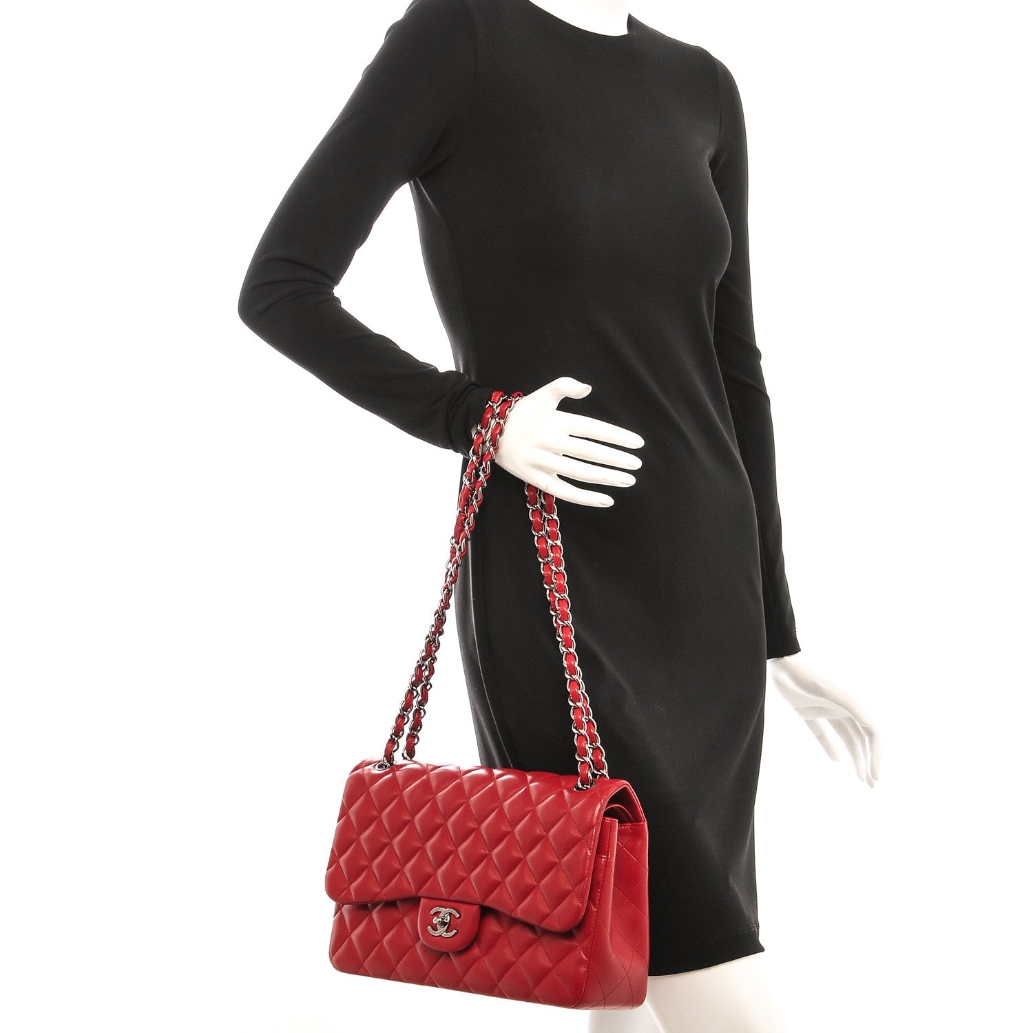 Chanel Lambskin Quilted Jumbo Double Flap Red 2 of 7
