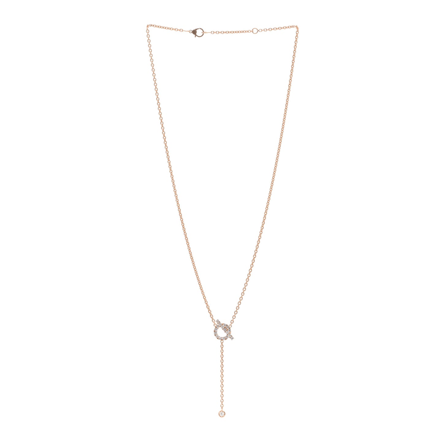 18K Rose Gold Diamond Finesse Lariat Necklace