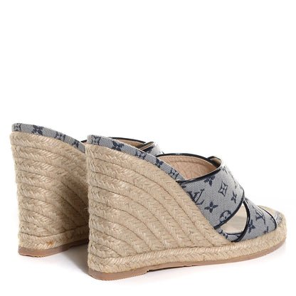 Louis Vuitton Mini Monogram Ibiza Open Toe Mules 37 Blue Nuit 4 of 8