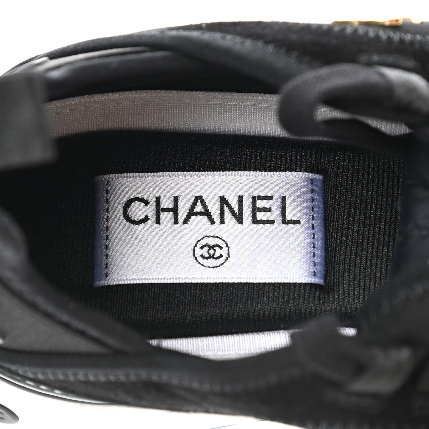 Chanel Velvet Calfskin Mixed Fibers CC Sneakers 35 Black 7 of 9