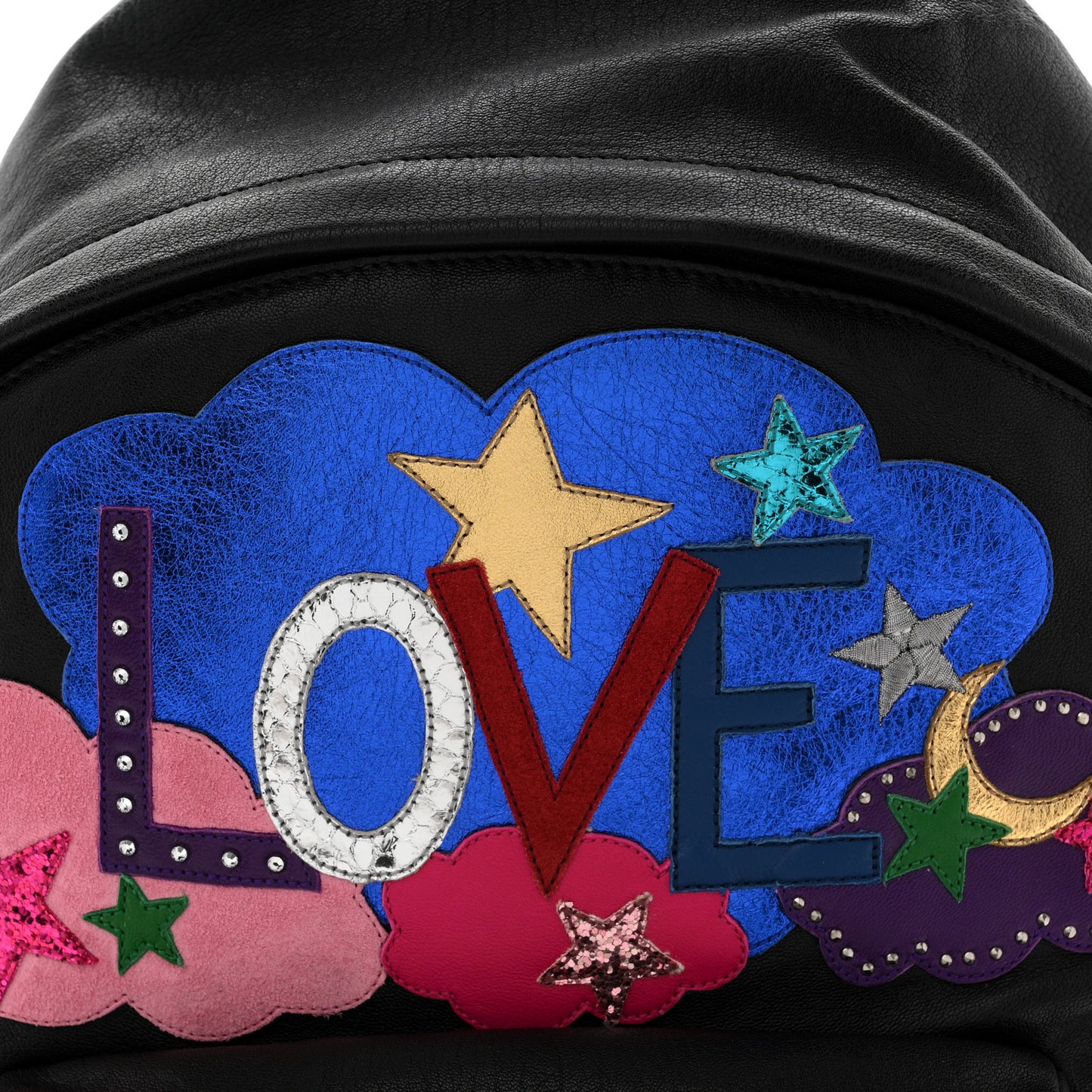 Sheepskin Love Appliqué Mini City Backpack Black
