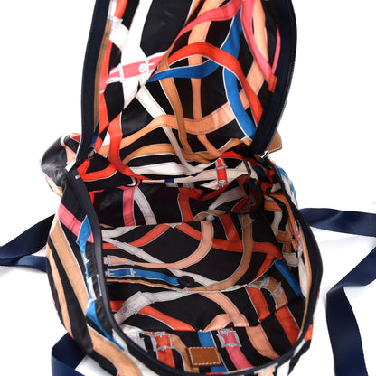 Hermes Silk Barenia Cavalcadour Airsilk Backpack Black Bleu Marine Fauve 5 of 8