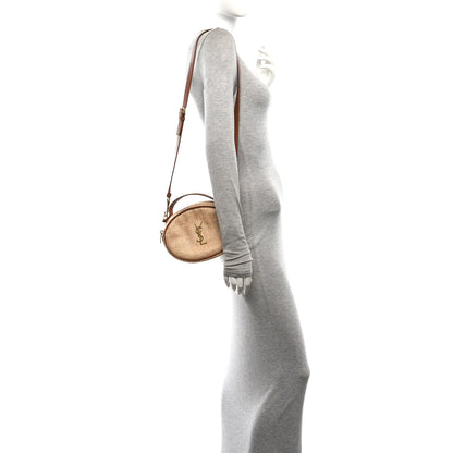 Saint Laurent Raffia Calfskin Round Camera Bag Golden Ecru Brick 2 of 10